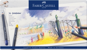 Creioane Colorate pentru Artisti - Creioane Colorate 36 Culori Goldfaber Cutie Metal Faber-Castell